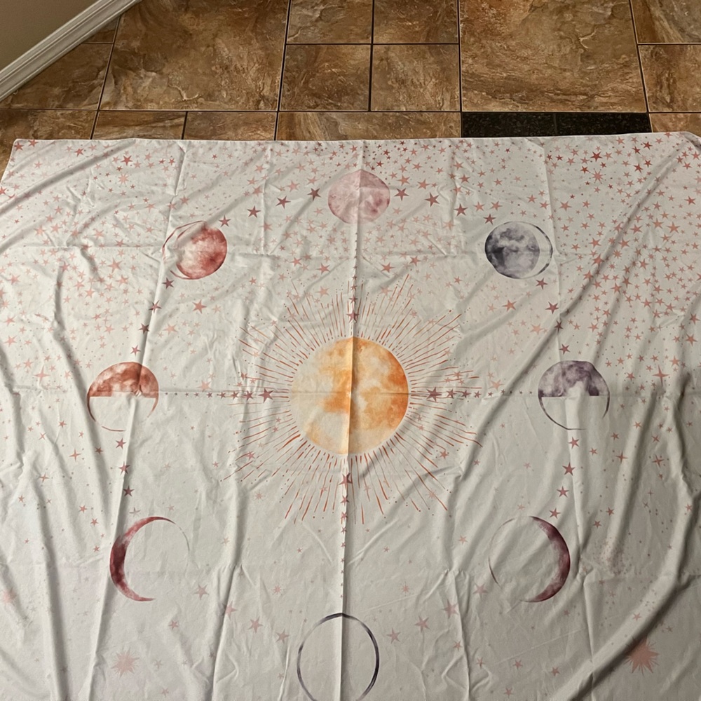 White and pink moon phases tapestry